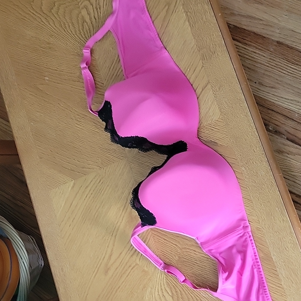 Pink black silk lace 40DDD bra cacique